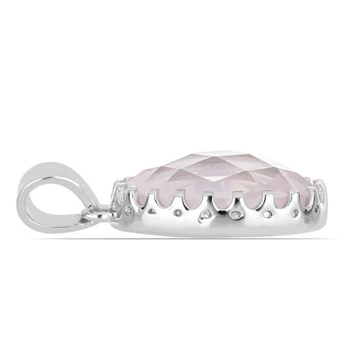 BUY NATURAL ROSE QUARTZ GEMSTONE BIG STONE PENDANT IN 925 STERLING SILVER